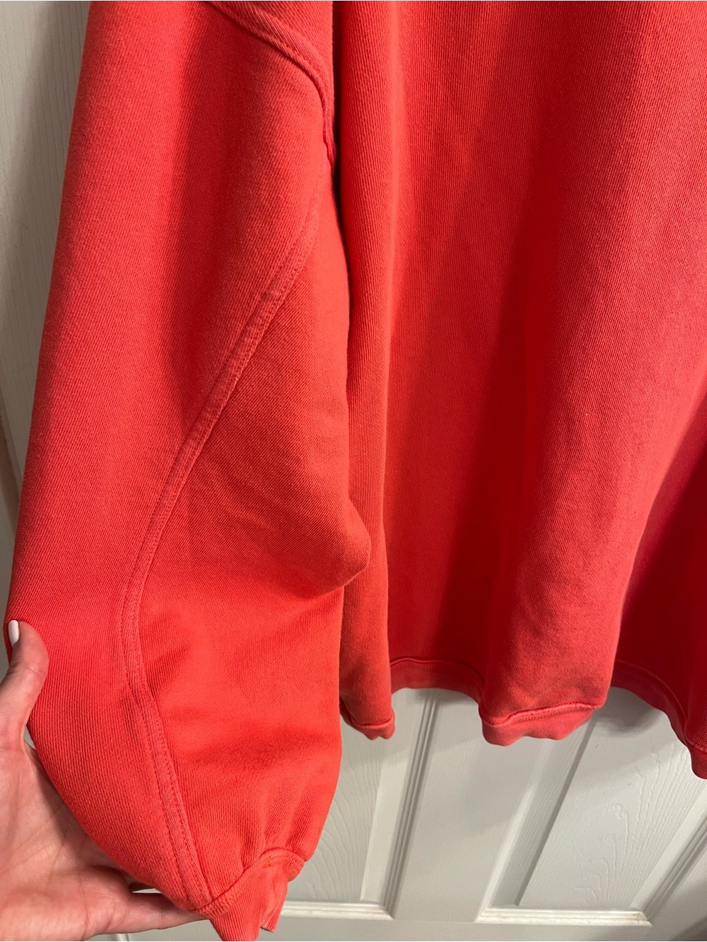 Women's Coral-Red Crewneck Sweatshirt - Relaxed Fit - Picture 7 of 8